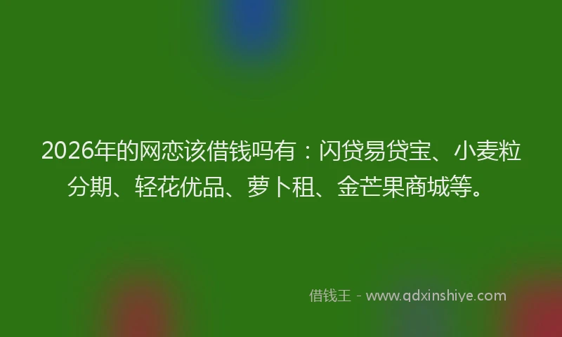 2026年的网恋该借钱吗有：闪贷易贷宝、小麦粒分期、轻花优品、萝卜租、金芒果商城等。