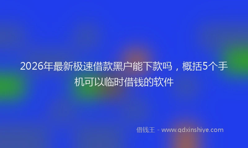 2026年最新极速借款黑户能下款吗，概括5个手机可以临时借钱的软件