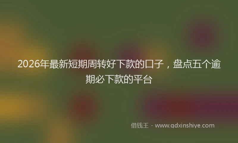 2026年最新短期周转好下款的口子，盘点五个逾期必下款的平台