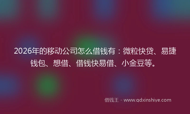 2026年的移动公司怎么借钱有：微粒快贷、易捷钱包、想借、借钱快易借、小金豆等。