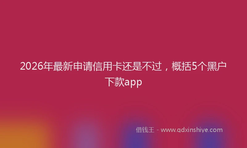 2026年最新申请信用卡还是不过，概括5个黑户下款app