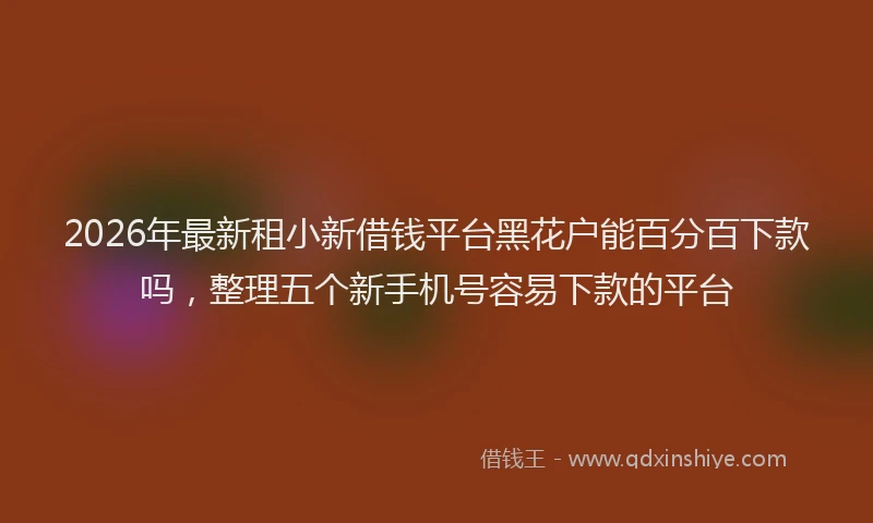 2026年最新租小新借钱平台黑花户能百分百下款吗，整理五个新手机号容易下款的平台