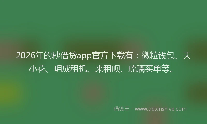 2026年的秒借贷app官方下载有：微粒钱包、天小花、玥成租机、来租呗、琉璃买单等。