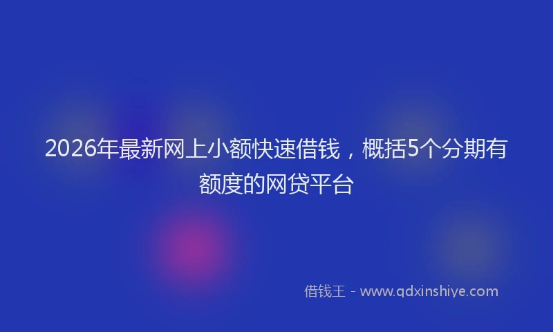 2026年最新网上小额快速借钱，概括5个分期有额度的网贷平台