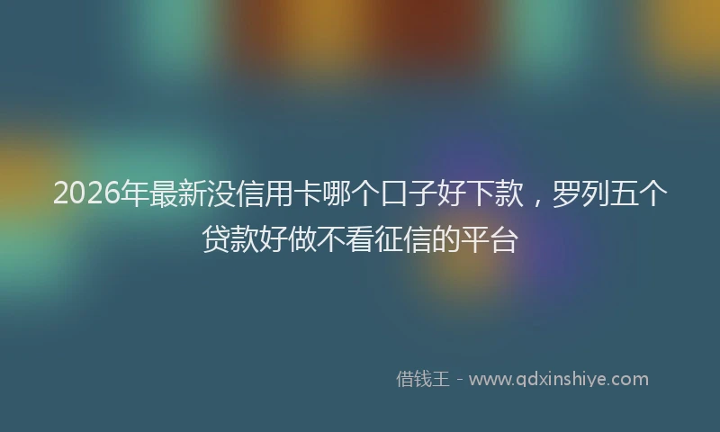 2026年最新没信用卡哪个口子好下款，罗列五个贷款好做不看征信的平台