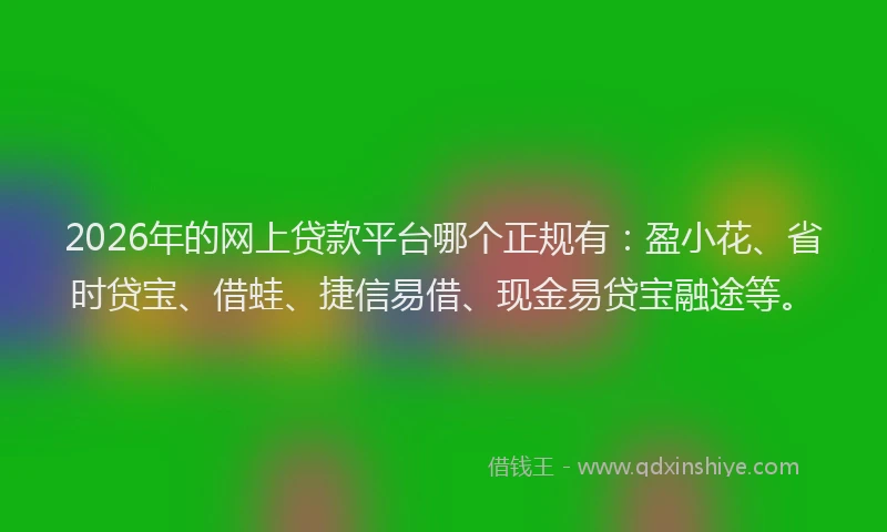 2026年的网上贷款平台哪个正规有：盈小花、省时贷宝、借蛙、捷信易借、现金易贷宝融途等。