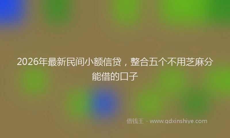 2026年最新民间小额信贷，整合五个不用芝麻分能借的口子