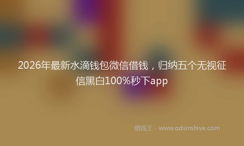 2026年最新水滴钱包微信借钱，归纳五个无视征信黑白100%秒下app