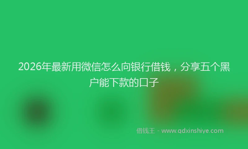 2026年最新用微信怎么向银行借钱，分享五个黑户能下款的口子