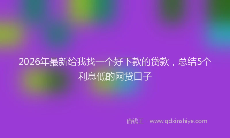 2026年最新给我找一个好下款的贷款，总结5个利息低的网贷口子