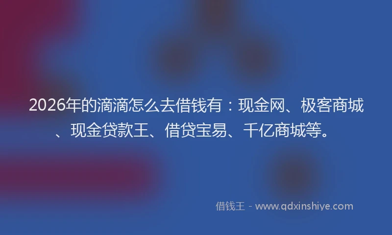 2026年的滴滴怎么去借钱有：现金网、极客商城、现金贷款王、借贷宝易、千亿商城等。