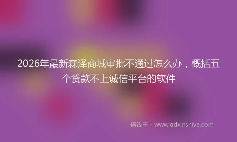 2026年最新森泽商城审批不通过怎么办，概括五个贷款不上诚信平台的软件