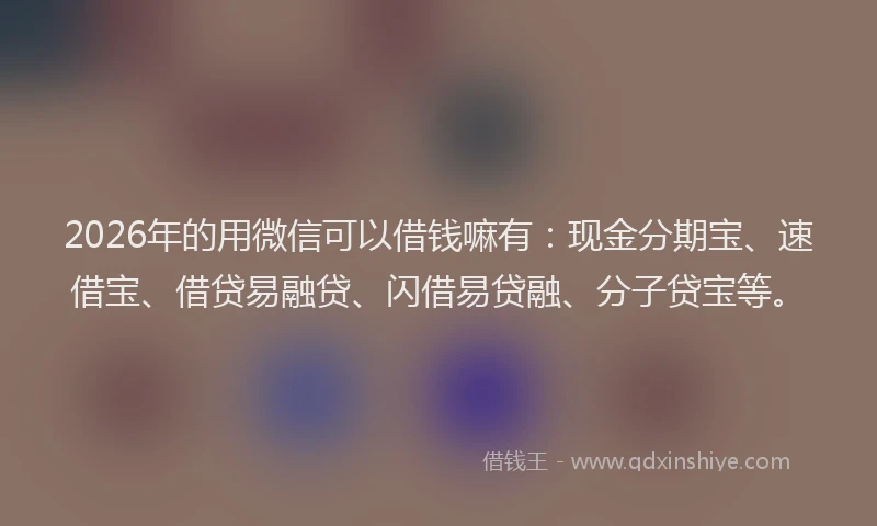 2026年的用微信可以借钱嘛有：现金分期宝、速借宝、借贷易融贷、闪借易贷融、分子贷宝等。