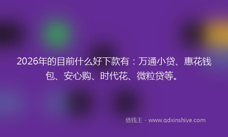 2026年的目前什么好下款有：万通小贷、惠花钱包、安心购、时代花、微粒贷等。