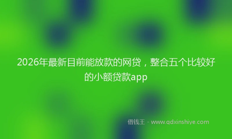 2026年最新目前能放款的网贷，整合五个比较好的小额贷款app