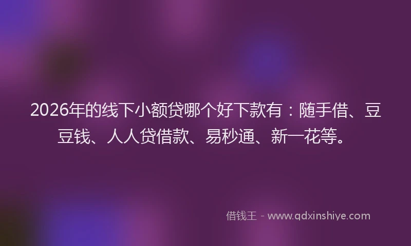 2026年的线下小额贷哪个好下款有：随手借、豆豆钱、人人贷借款、易秒通、新一花等。