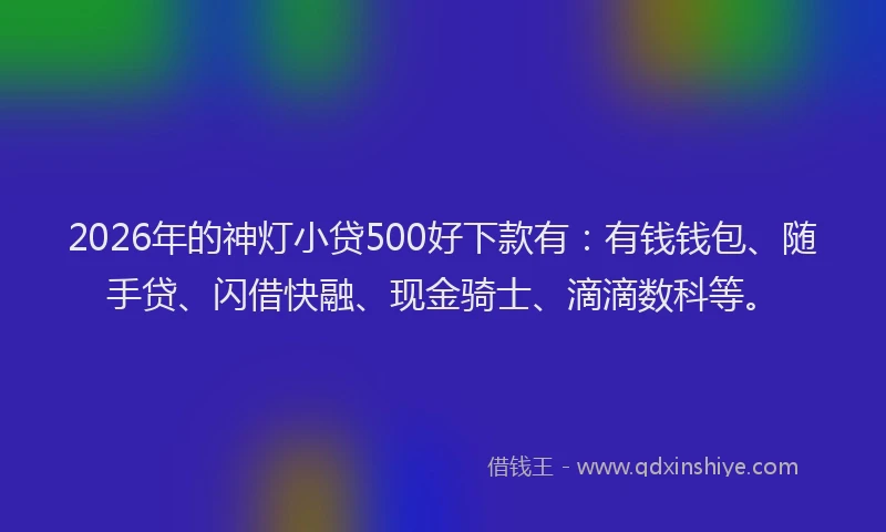 2026年的神灯小贷500好下款有：有钱钱包、随手贷、闪借快融、现金骑士、滴滴数科等。