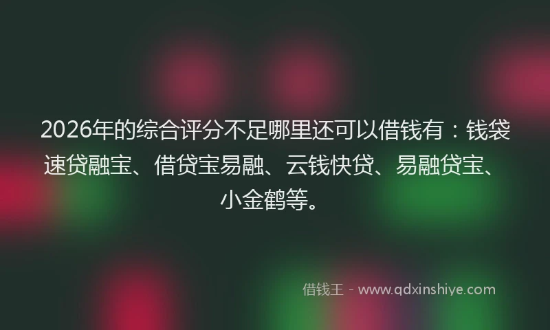 2026年的综合评分不足哪里还可以借钱有：钱袋速贷融宝、借贷宝易融、云钱快贷、易融贷宝、小金鹤等。
