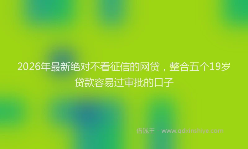 2026年最新绝对不看征信的网贷，整合五个19岁贷款容易过审批的口子