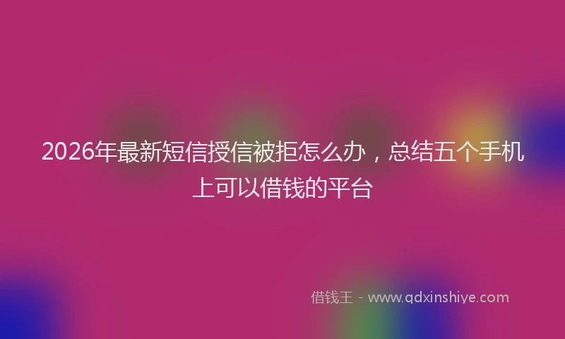 2026年最新短信授信被拒怎么办，总结五个手机上可以借钱的平台