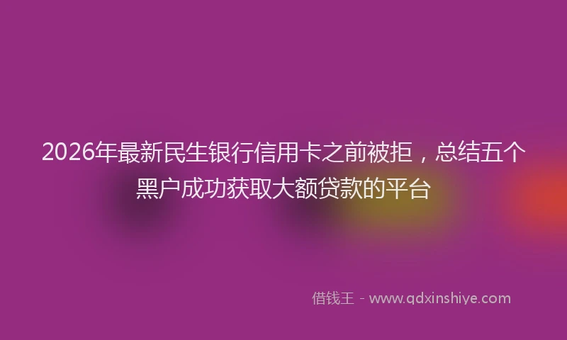 2026年最新民生银行信用卡之前被拒，总结五个黑户成功获取大额贷款的平台