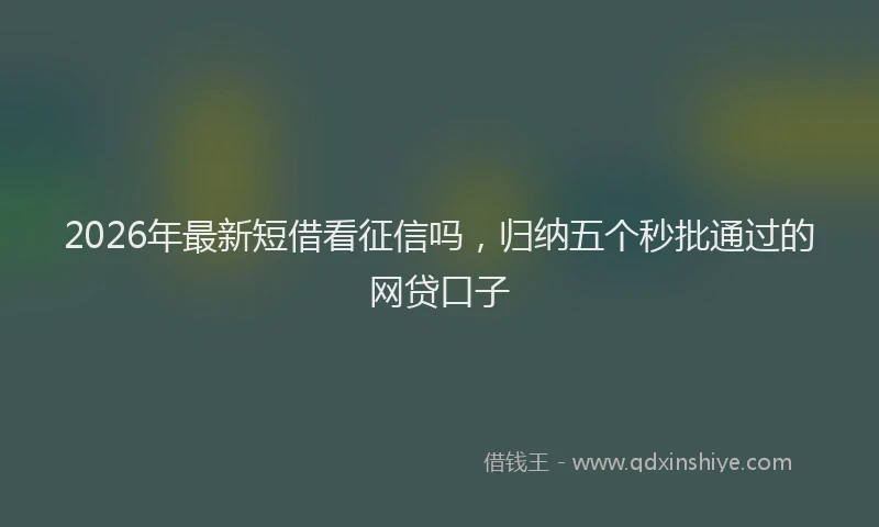 2026年最新短借看征信吗，归纳五个秒批通过的网贷口子