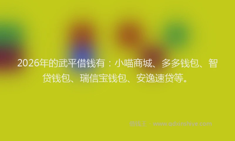 2026年的武平借钱有：小喵商城、多多钱包、智贷钱包、瑞信宝钱包、安逸速贷等。