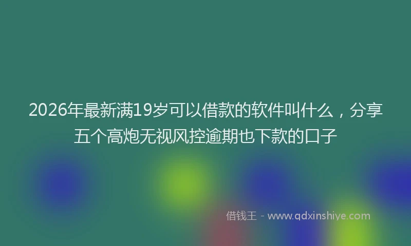 2026年最新满19岁可以借款的软件叫什么，分享五个高炮无视风控逾期也下款的口子