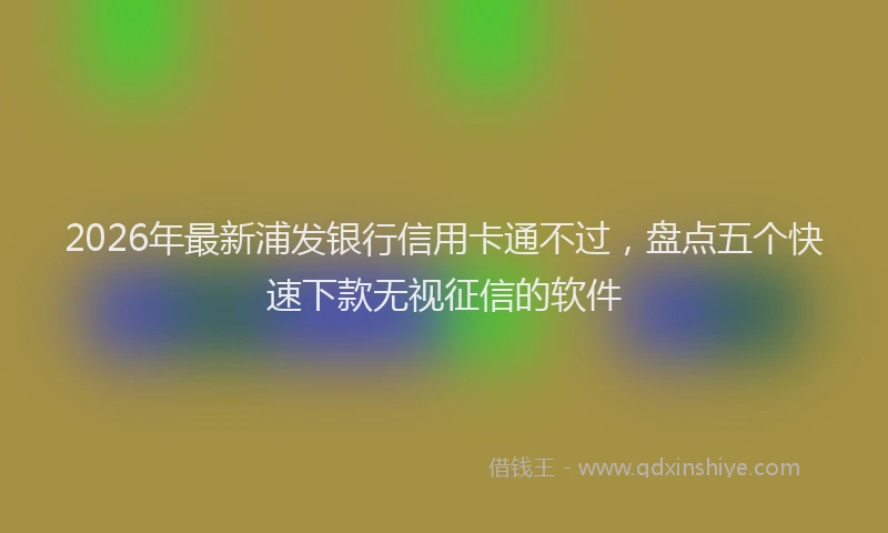 2026年最新浦发银行信用卡通不过，盘点五个快速下款无视征信的软件