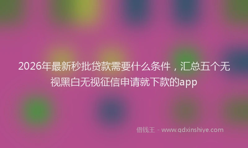 2026年最新秒批贷款需要什么条件，汇总五个无视黑白无视征信申请就下款的app