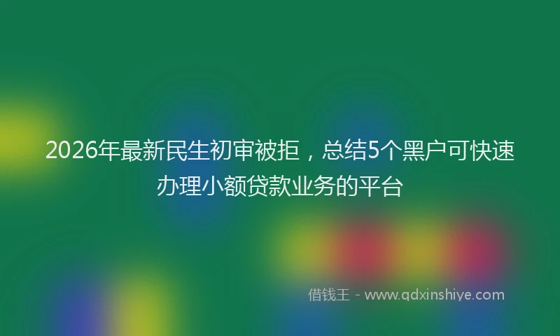 2026年最新民生初审被拒，总结5个黑户可快速办理小额贷款业务的平台