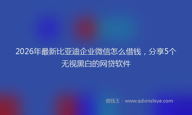 2026年最新比亚迪企业微信怎么借钱，分享5个无视黑白的网贷软件