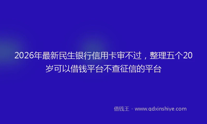 2026年最新民生银行信用卡审不过，整理五个20岁可以借钱平台不查征信的平台