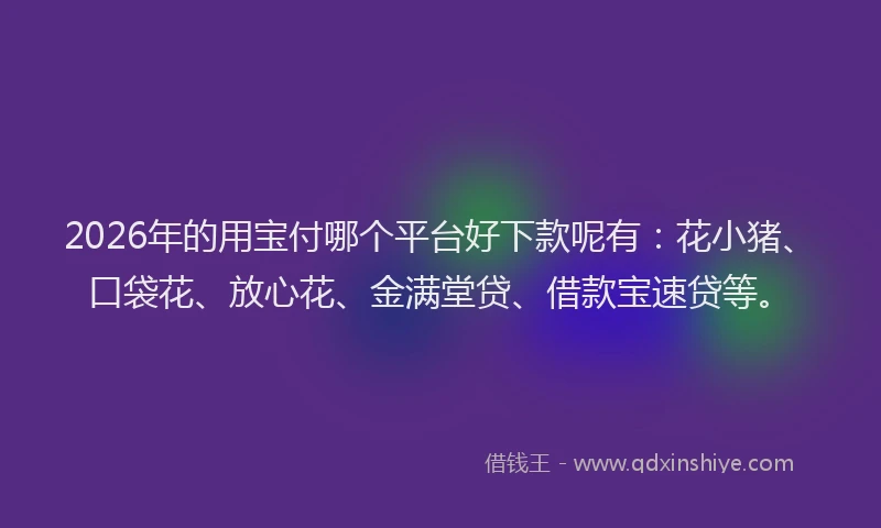 2026年的用宝付哪个平台好下款呢有：花小猪、口袋花、放心花、金满堂贷、借款宝速贷等。