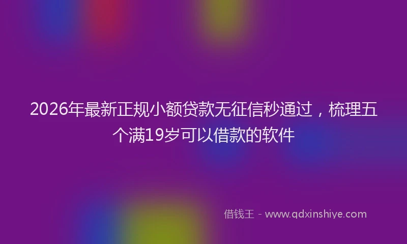 2026年最新正规小额贷款无征信秒通过，梳理五个满19岁可以借款的软件