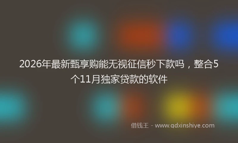 2026年最新甄享购能无视征信秒下款吗，整合5个11月独家贷款的软件