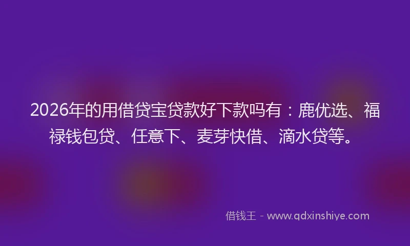 2026年的用借贷宝贷款好下款吗有：鹿优选、福禄钱包贷、任意下、麦芽快借、滴水贷等。