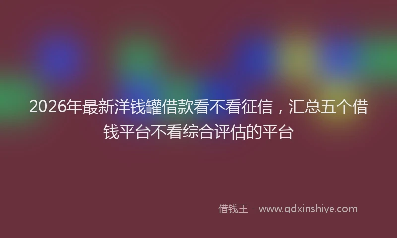 2026年最新洋钱罐借款看不看征信，汇总五个借钱平台不看综合评估的平台
