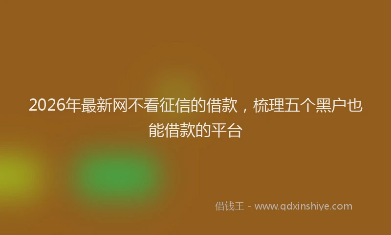 2026年最新网不看征信的借款，梳理五个黑户也能借款的平台