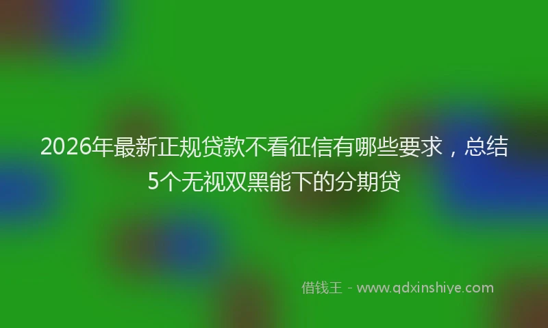 2026年最新正规贷款不看征信有哪些要求，总结5个无视双黑能下的分期贷