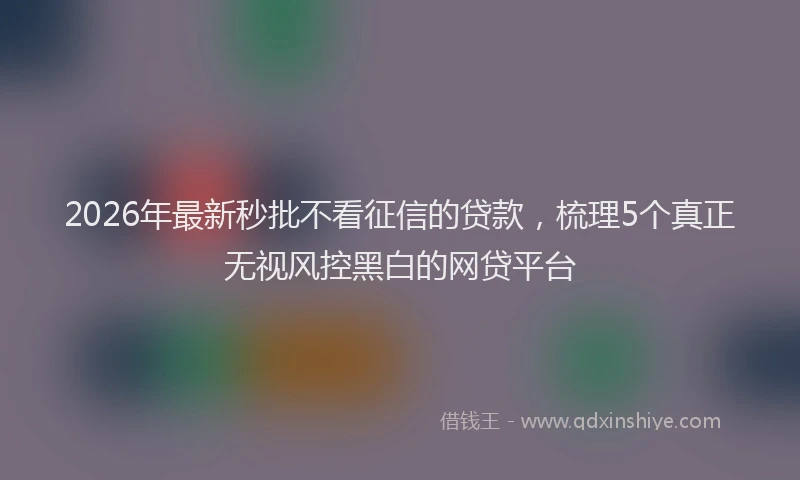 2026年最新秒批不看征信的贷款，梳理5个真正无视风控黑白的网贷平台