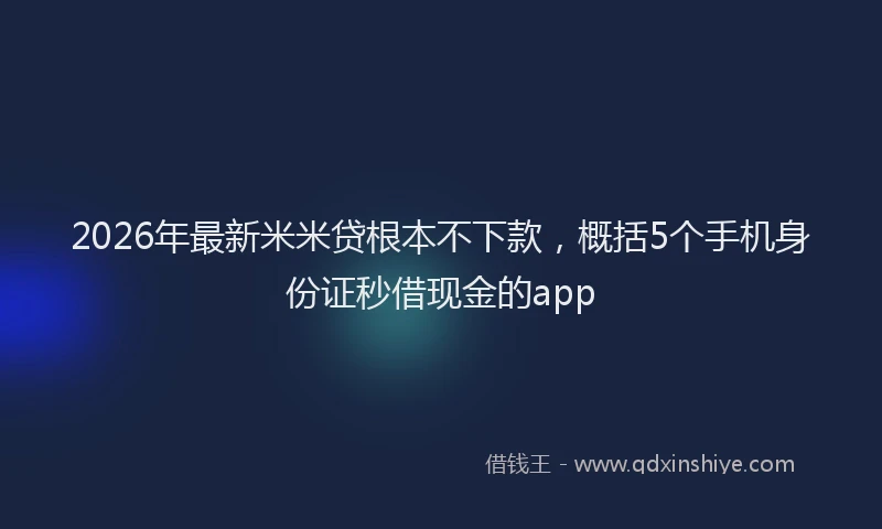 2026年最新米米贷根本不下款，概括5个手机身份证秒借现金的app