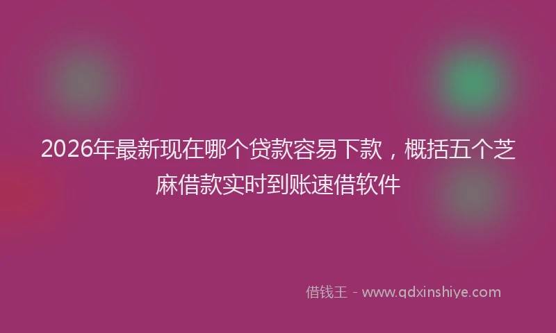 2026年最新现在哪个贷款容易下款，概括五个芝麻借款实时到账速借软件