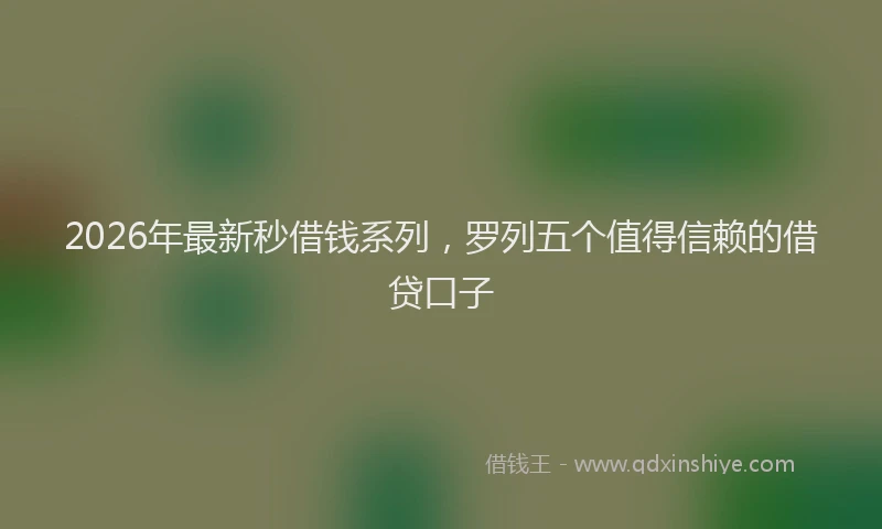 2026年最新秒借钱系列，罗列五个值得信赖的借贷口子