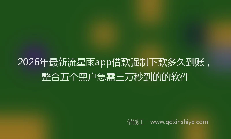 2026年最新流星雨app借款强制下款多久到账，整合五个黑户急需三万秒到的的软件