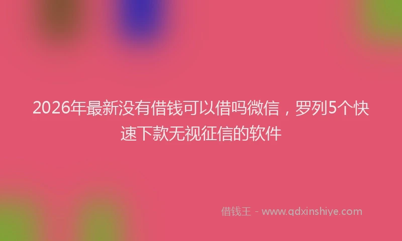 2026年最新没有借钱可以借吗微信，罗列5个快速下款无视征信的软件
