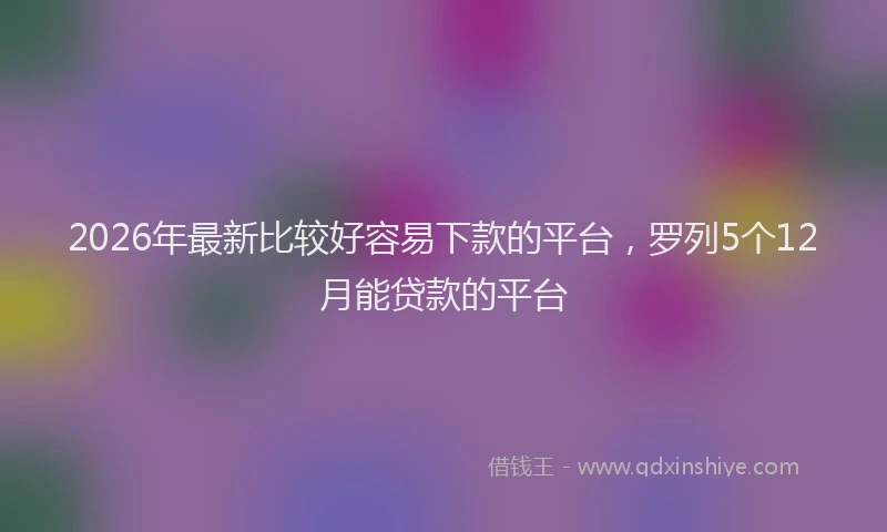2026年最新比较好容易下款的平台，罗列5个12月能贷款的平台