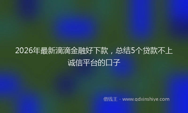 2026年最新滴滴金融好下款，总结5个贷款不上诚信平台的口子