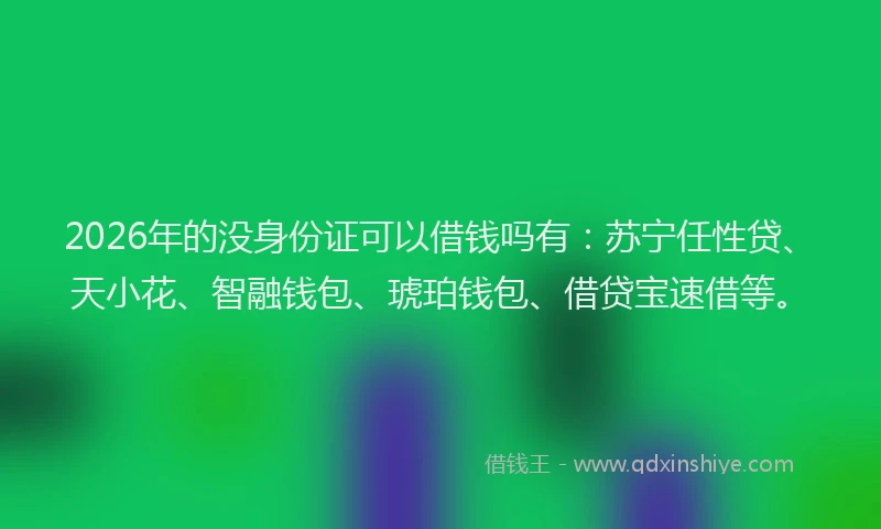 2026年的没身份证可以借钱吗有：苏宁任性贷、天小花、智融钱包、琥珀钱包、借贷宝速借等。