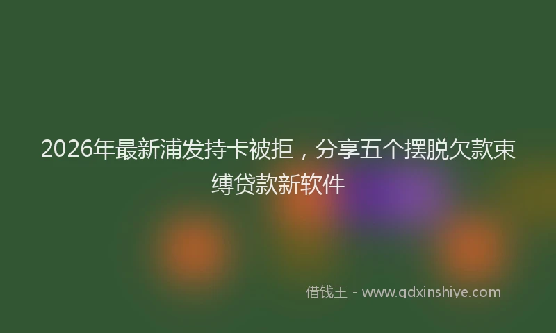 2026年最新浦发持卡被拒，分享五个摆脱欠款束缚贷款新软件